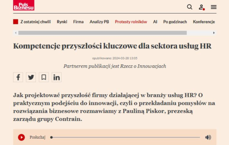 Kompetencje przyszłości kluczowe dla sektora usług HR – rozmowa z prezeską Pauliną Piskor